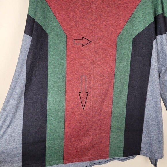 Go Couture Size XL Colorblock Top Long Sleeve Gray Green Red Black - Picture 6 of 12